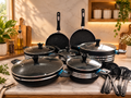 Complete 18-Piece Non-Stick Cookware Set | Black