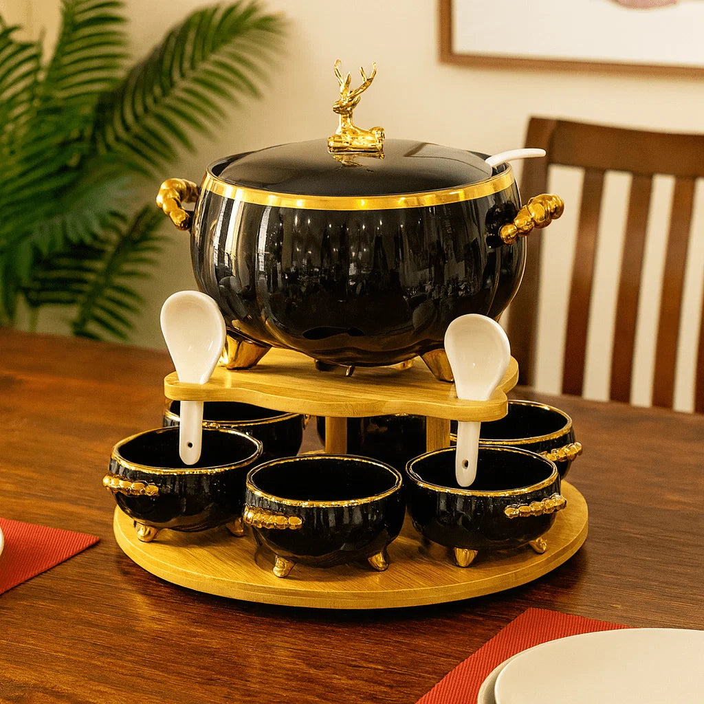 Ceramya Soup Set | 24-Piece | Black