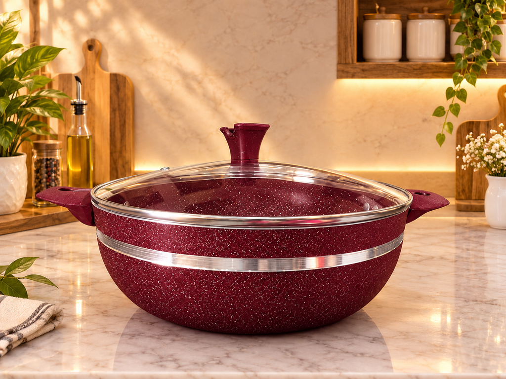 Complete 18-Piece Non-Stick Cookware Set | Maroon