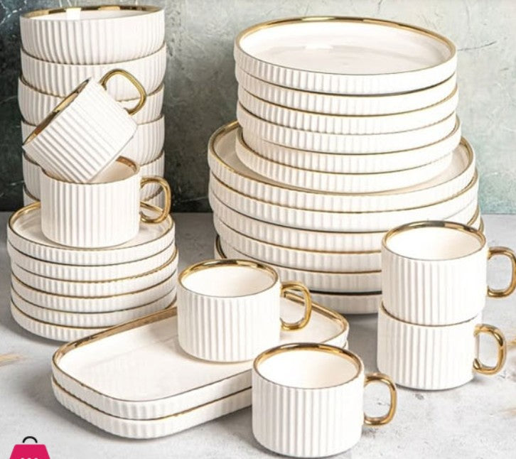Ceramya Royal Morning | 32-Piece Ceramic Breakfast Set | White