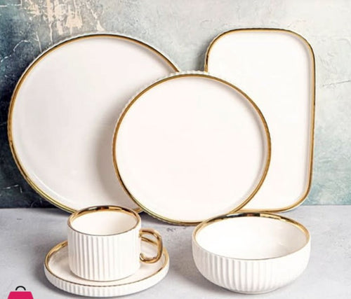 Ceramya Royal Morning | 32-Piece Ceramic Breakfast Set | White